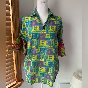 Multicolor Button Top